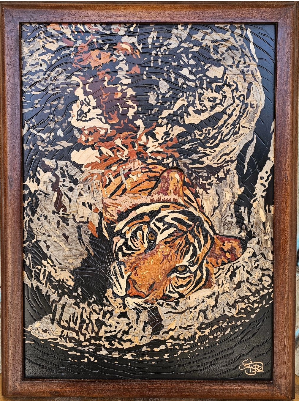 تابلو معرق تمام چوب ببر